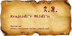 Krajczár Milán névjegykártya